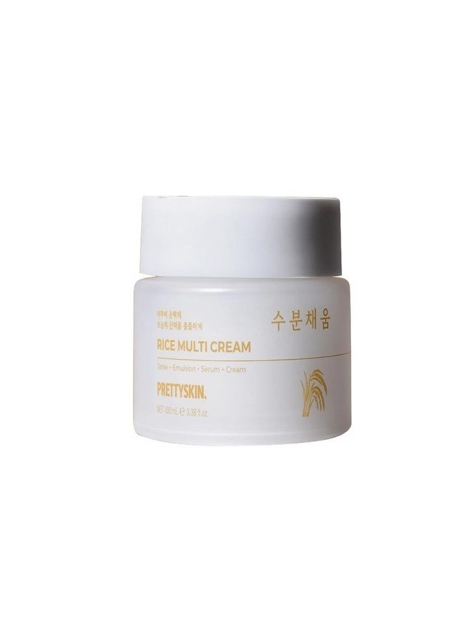 PRETTYSKIN Rice Amino Acid Multi Moisturizing Cream | 4-in-1 Toner + Emulsion + Serum + Cream | With Rice Bran Water & Niacinamide | Gentle Daily Hydration & Texture Care | 3.38fl.oz - Image 1